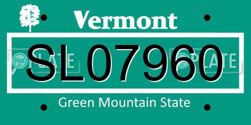 SL07960 Vermont License Plate