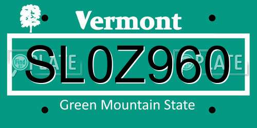 SL0Z960 Vermont License Plate