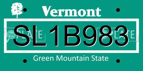 SL1B983 Vermont License Plate