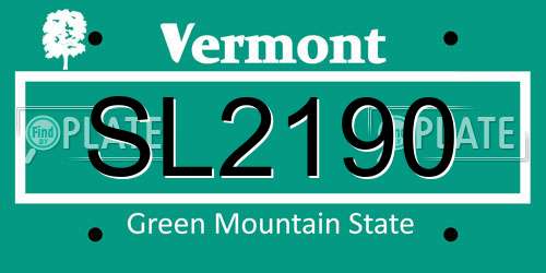 SL2190 Vermont License Plate