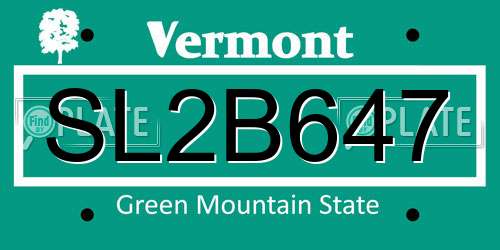 SL2B647 Vermont License Plate