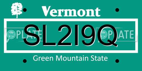 SL2I9Q Vermont License Plate
