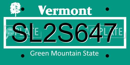 SL2S647 Vermont License Plate