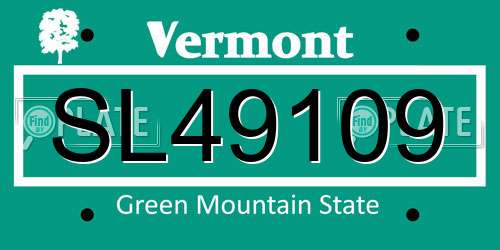 SL49109 Vermont License Plate