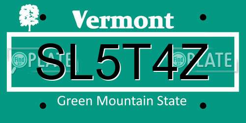 SL5T4Z Vermont License Plate