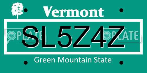 SL5Z4Z Vermont License Plate