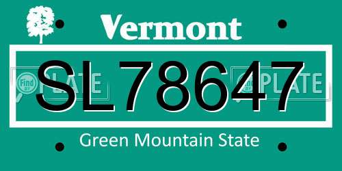 SL78647 Vermont License Plate