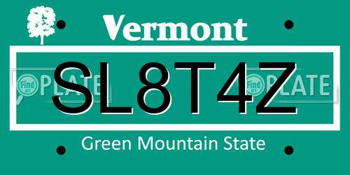 SL8T4Z Vermont License Plate