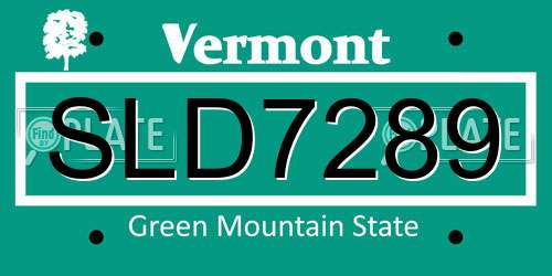 SLD7289 Vermont License Plate