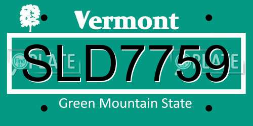 SLD7759 Vermont License Plate
