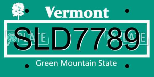 SLD7789 Vermont License Plate