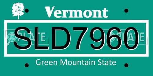 SLD7960 Vermont License Plate