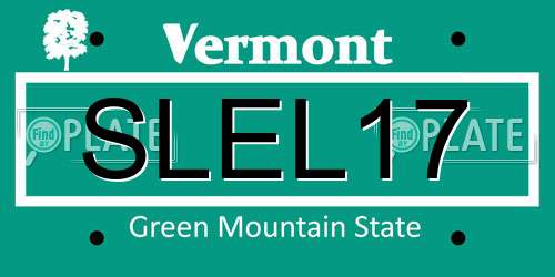 SLEL17 Vermont License Plate