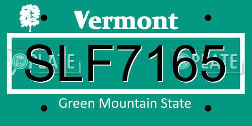 SLF7165 Vermont License Plate