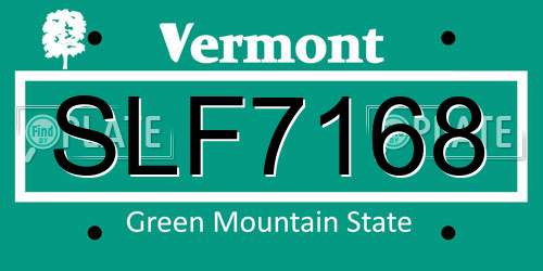 SLF7168 Vermont License Plate