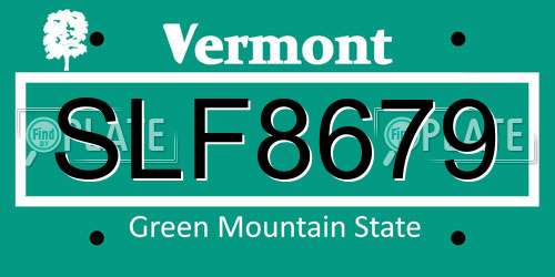 SLF8679 Vermont License Plate