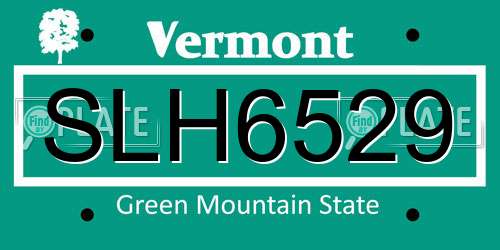 SLH6529 Vermont License Plate