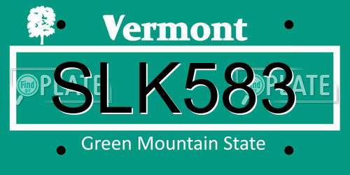 SLK583 Vermont License Plate