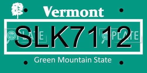 SLK7112 Vermont License Plate