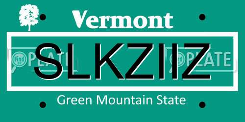 SLKZIIZ Vermont License Plate