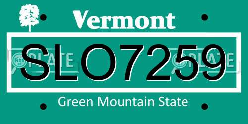 SLO7259 Vermont License Plate