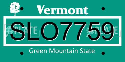 SLO7759 Vermont License Plate