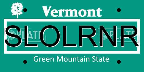 SLOLRNR Vermont License Plate