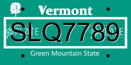 SLQ7789 Vermont License Plate