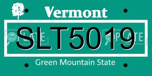 SLT5019 Vermont License Plate