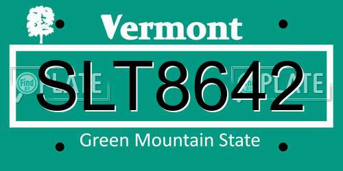SLT8642 Vermont License Plate