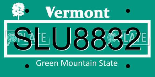 SLU8832 Vermont License Plate