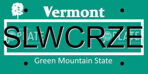 SLWCRZE Vermont License Plate