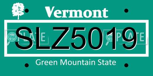SLZ5019 Vermont License Plate