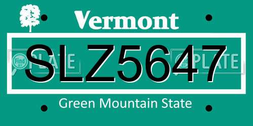 SLZ5647 Vermont License Plate