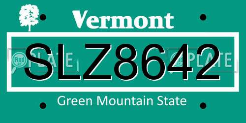 SLZ8642 Vermont License Plate