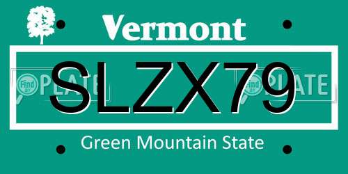 SLZX79 Vermont License Plate