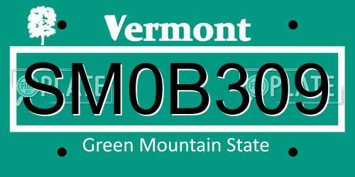 SM0B309 Vermont License Plate