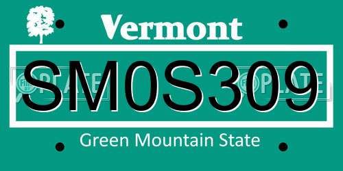 SM0S309 Vermont License Plate