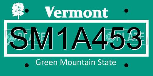SM1A453 Vermont License Plate