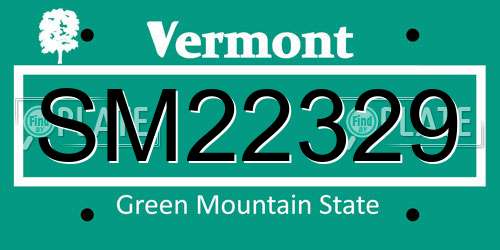 SM22329 Vermont License Plate