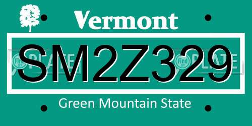 SM2Z329 Vermont License Plate