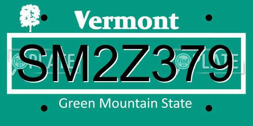 SM2Z379 Vermont License Plate