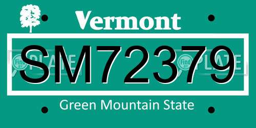 SM72379 Vermont License Plate