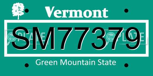 SM77379 Vermont License Plate