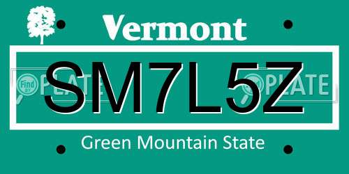 SM7L5Z Vermont License Plate