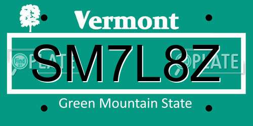 SM7L8Z Vermont License Plate