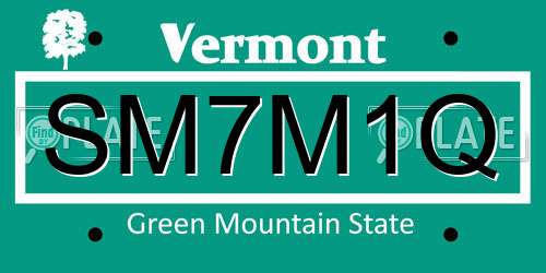 SM7M1Q Vermont License Plate