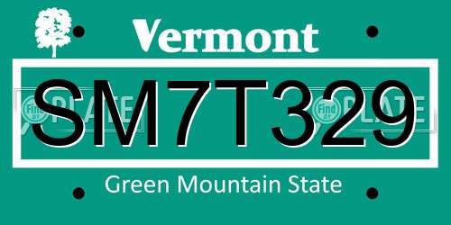 SM7T329 Vermont License Plate