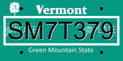 SM7T379 Vermont License Plate
