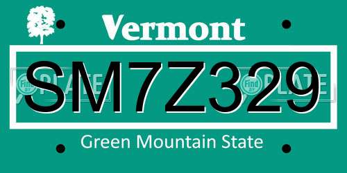 SM7Z329 Vermont License Plate
